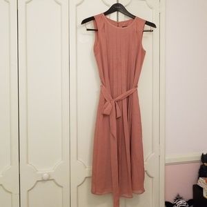Ann Taylor Salmon Pink Midi Chiffon Dress